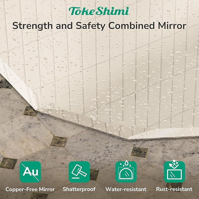 TokeShimi 20x28 Irregular Wall Mirror Beveled, Frameless Mirror Bathroom Stylish - Image 5