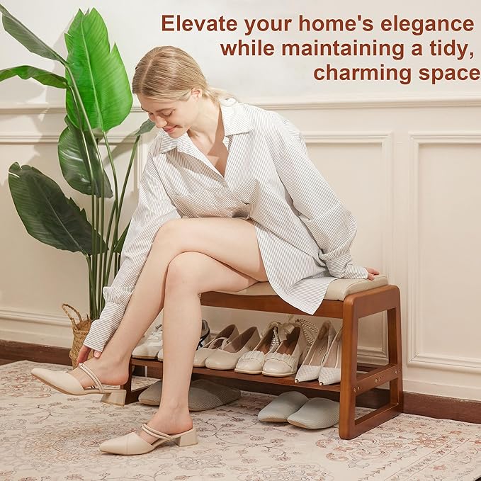 Shoe Bench Storage Rubberwood - Image 3