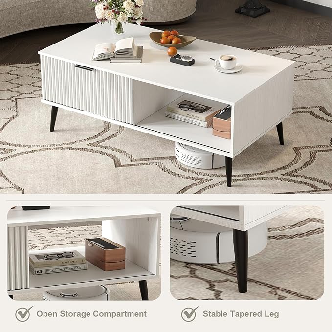 41.34''D Coffee Table, 2-Tiers Farmhouse Coffee Tables - Image 4