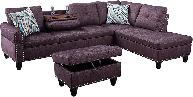 L Shaped Sectional Couch with Otttoman, Apartments - Image 5