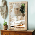 Boho Wall Mirror with Wood Frame, Living Room by AMOISE