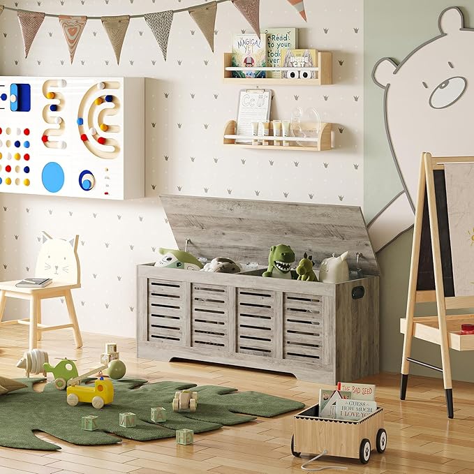 DINZI LVJ Storage Chest, 47.3” Wooden Toy Box - Image 5