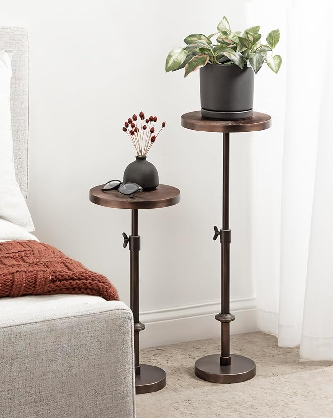Kate and Laurel Engles Traditional Adjustable-Height Pedestal Drink Table; 10 x - Image 4