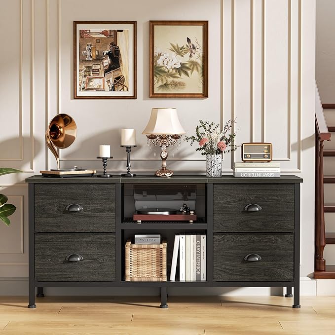Furologee TV Stand with 4 Drawers, 43 inch Entertainment Center with Open - Image 5