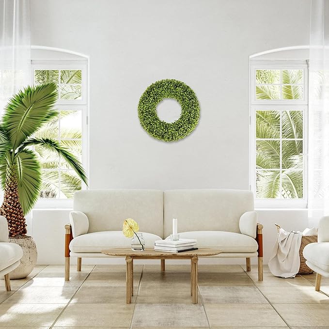 Boxwood Wreath - 20inch Outdoor/Indoor All Seasons Decor - Image 3