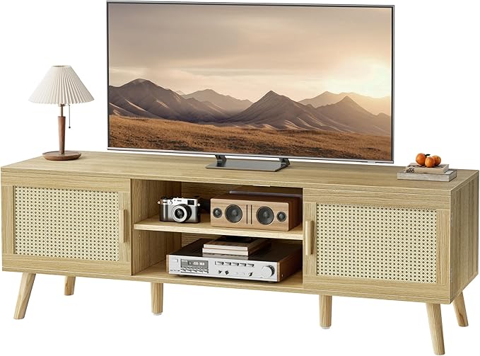 SUPERJARE Boho TV Stand for 65 Inch TV, Entertainment Center by SUPERJARE