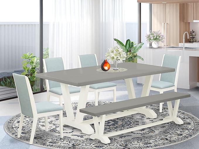 East West Furniture V097LA015-6 6 Piece Dining Table Set Contains a Rectangle - Image 2