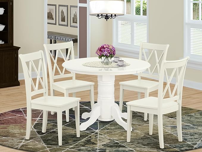 East West Furniture SHCL5-LWH-W 5 Piece Dining Table Set - Image 2