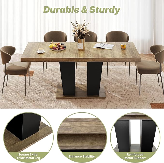 63"-78.7" Expandable Dining Table, 6-10 Rectangle Table, Extendable Console - Image 7