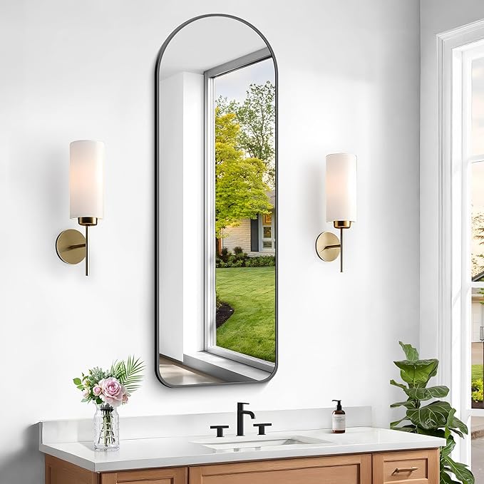 Arched Bathroom Mirror, Wall Mounted Mirror, Living Room, Vertically Hanging by GLASHOM