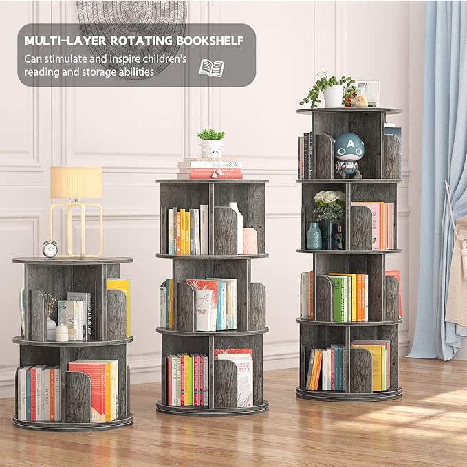 Aheaplus Rotating Bookshelf, 360 Display Corner Bookshelf - Image 5