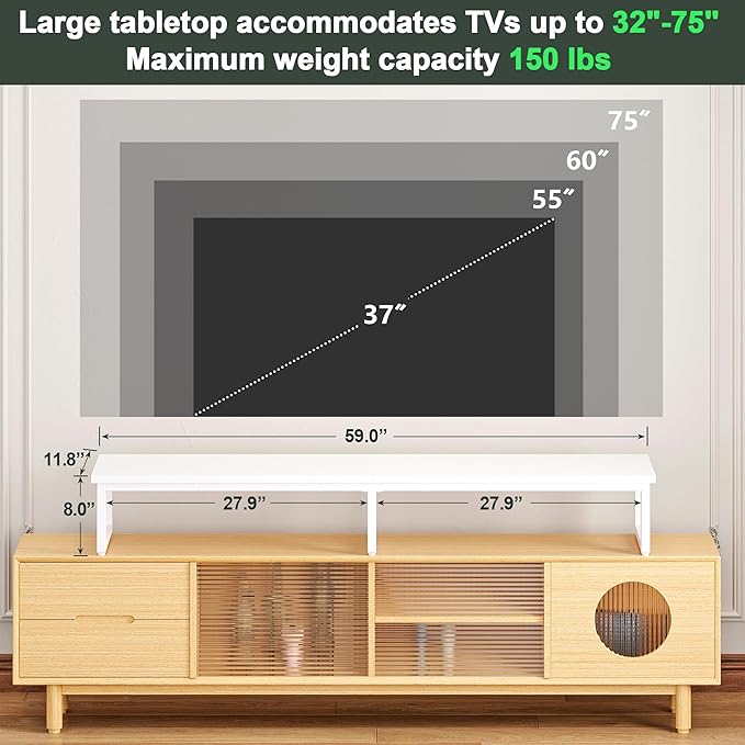 Clikuutory 59" Large TV Riser for 32-75 inch TVs, Tabletop Stand - Image 4