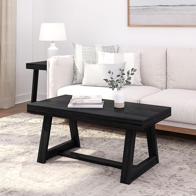 Plank+Beam Classic Rectangular Coffee Table, 40 Inch Farmhouse Coffee Table by PlankBeam