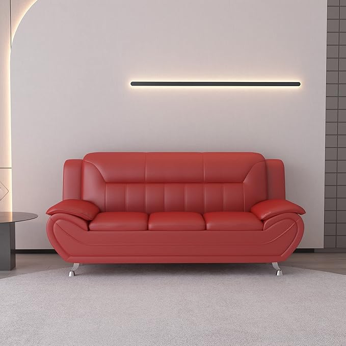 Container Furniture Direct Michael Modern Faux Leather Upholstered Stainless - Image 3