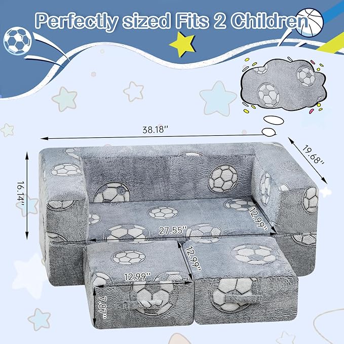 Lamerge Toddler Couch Glow in The Dark Toddler Fold Out Couch - Image 6