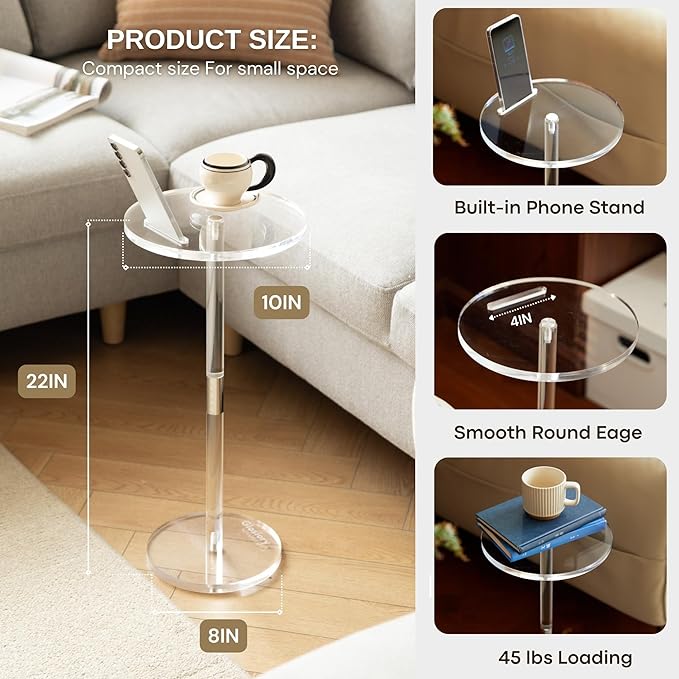 Acrylic Drink Table, Small Round Side Table - Image 2