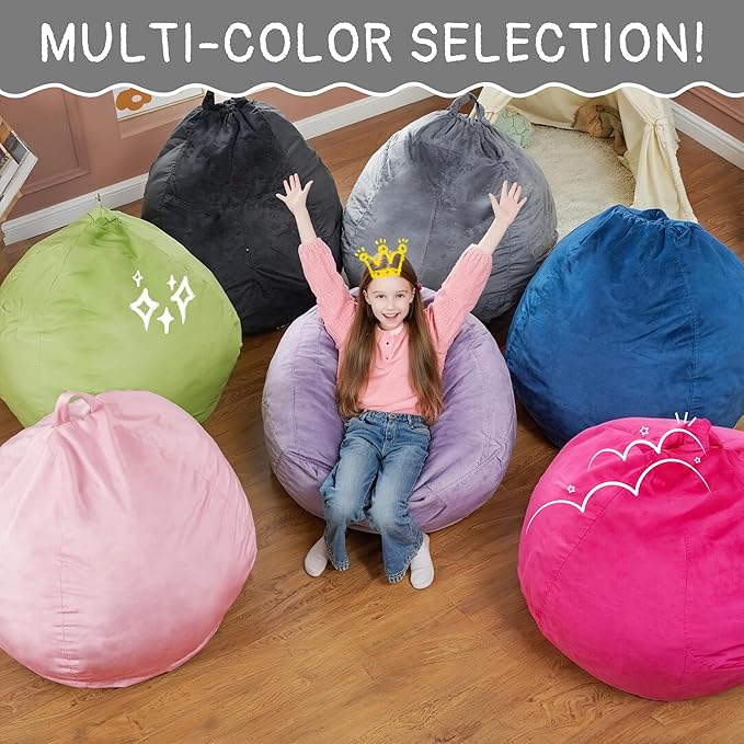 2FT Bean Bag Chair with Ultra Soft Velvet Cover Bean Bag Sofa with Memory Foam - Image 6
