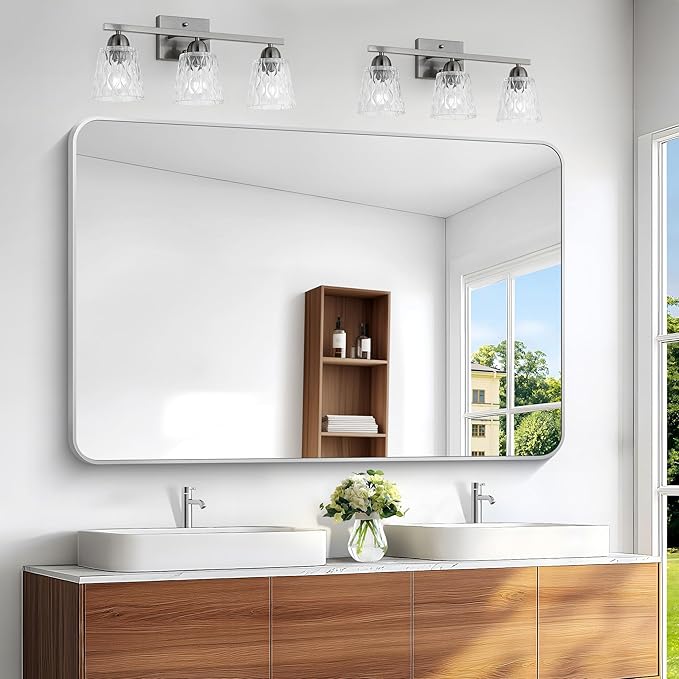 BONEWEI Silver Bathroom Mirror, 55x36 inch Wall Mirror by BONEWEI