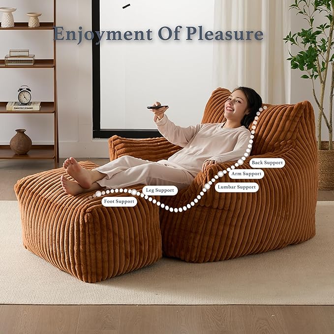 Oversized Bean Bag Chaise Lounge Chair Indoor - Image 5