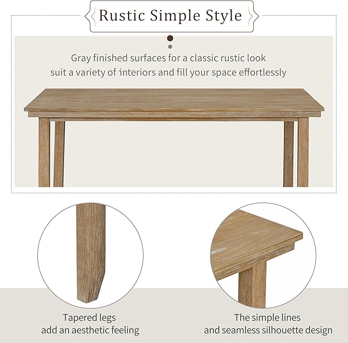 SogesPower 6-Piece Rustic Dining Table Set - Image 5