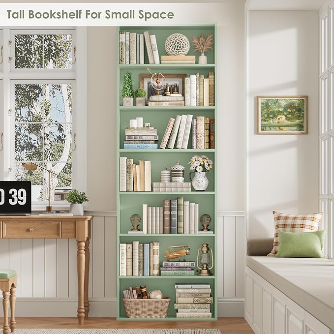 82" Tall Bookshelf, 7-Tier Open Shelves Bookcase, Freestanding Display Storage - Image 6