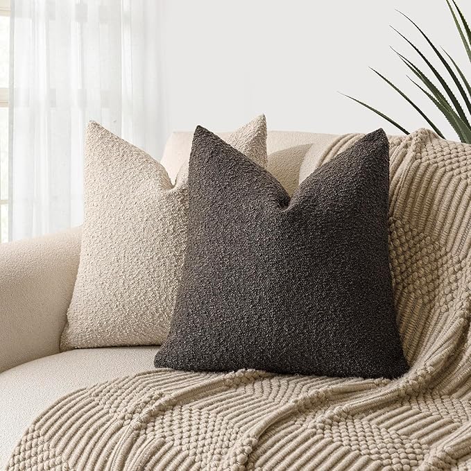 Foindtower Pack of 2 Textured Boucle Throw Pillow Covers Accent Solid - Image 5