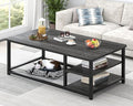 EXCEFUR Coffee Table, Rustic Wood and Metal Living Room Table by EXCEFUR