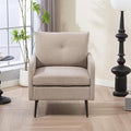 Ball & Cast Accent Chair with Metal Black Legs, Comfy Chenille Club Fabric by BallCast