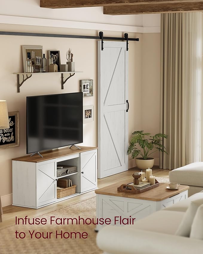 VASAGLE Farmhouse TV Stand for TVs up to 65 Inches, Entertainment Center - Image 7