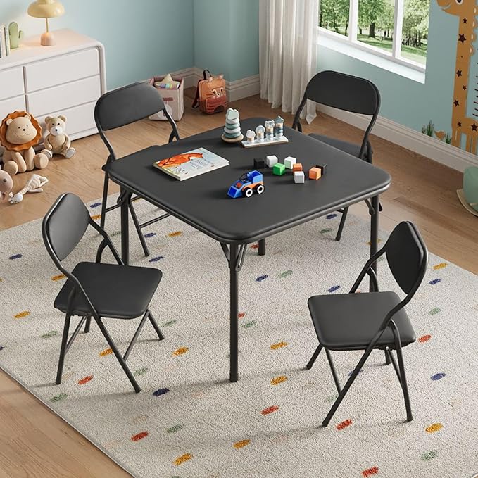 IDEALHOUSE 5 Piece Folding Kids Table and Chairs Set, Children Activity Table - Image 2
