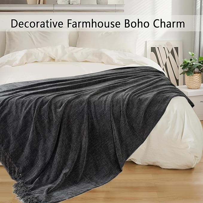 Chenille Throw Blanket for Couch 60"X 80" Twin, Soft Cozy Throws - Image 5