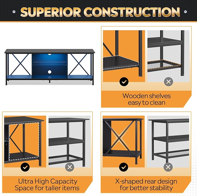 WLIVE TV Stand up to 65 Inch TV, Industrial TV Console - Image 6