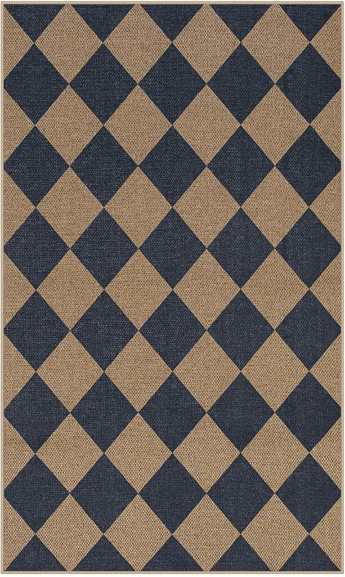 Lahome Checkered Easy Jute Entryway Rug, 3x5 Washable Area Rugs - Image 7