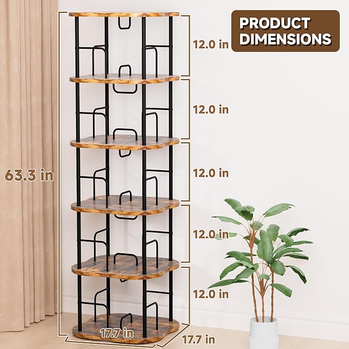 5-Tier Rotating Book Shelf, 360° Display Spinning Bookshelf Tower, Book - Image 3