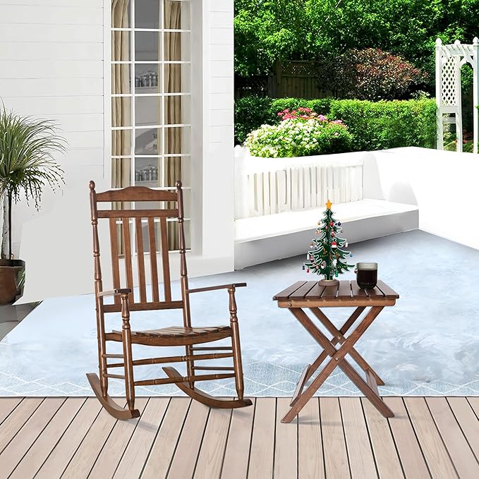 Outdoor Patio Side Table Small Wood End Square Table Folding Coffee Furniture - Image 2