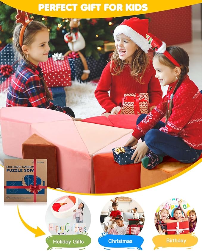 Kids Play Couch, 2-in-1 Egg-Shape Kid Plays Sofa - Image 9