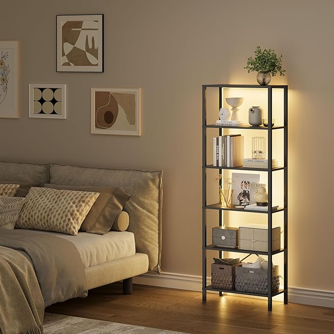 6-Tier Bookshelf, Tall Bookcase - Image 6