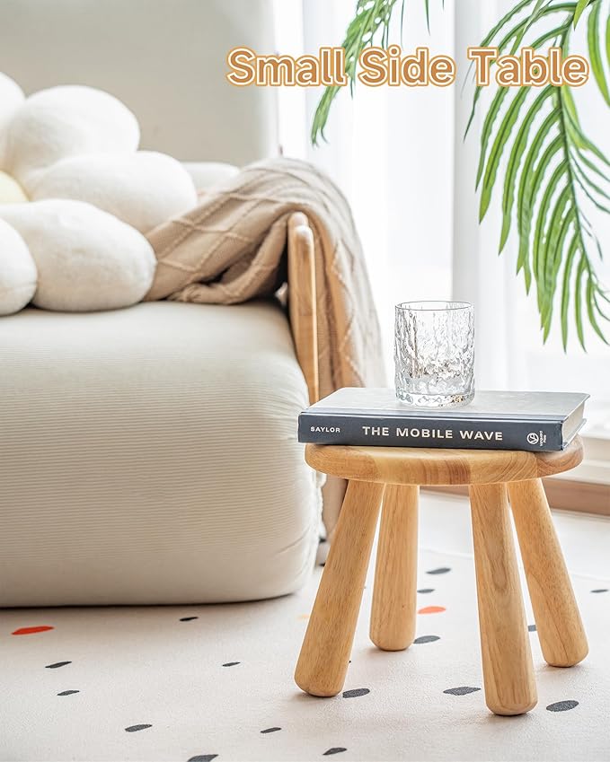 100% Solid Wood Mushroom Step Stool, Small Wooden Stool - Image 7
