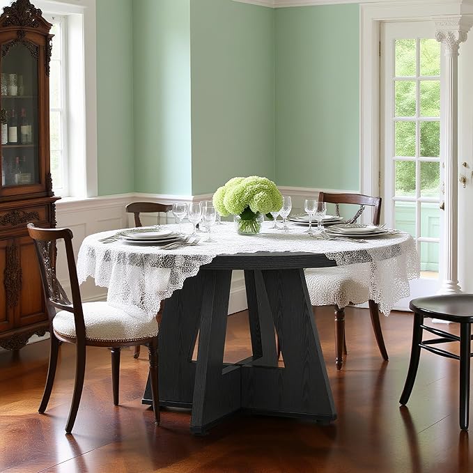 47" Round Dining Table for 4-6, Modern Dinner Table Farmhouse Round Small - Image 9