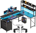L Shaped Gaming Desk with Shelves, Reversible Computer Gaming Desk with LED by Maihail