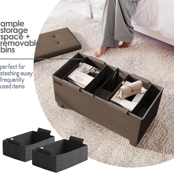 STORAGEBUD Storage Ottoman Bench - Image 3