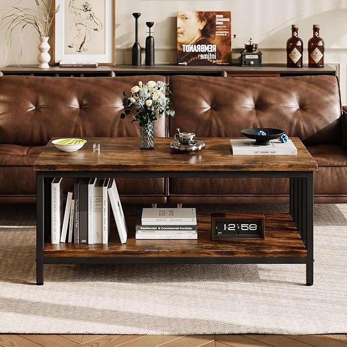 Homeiju Coffee Table for Living Room, Farmhouse Living Room Table - Image 2