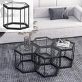 Coffee Table Glass Modern Coffee Table, Hexagon Free Combination Glass Center by LUGSHIREE
