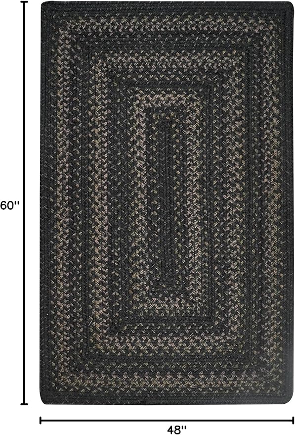 Jet Black Braided Area Rugs 4x6' – Primitive Black and Gray Area Rug - Image 2