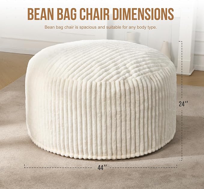 Hobestluk 4ft Bean Bag Chairs for Adults Large Beanbag Chair - Image 2