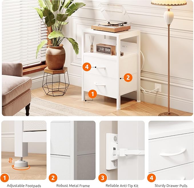 NightStand Bedside Charging Table Bedroom - Image 6