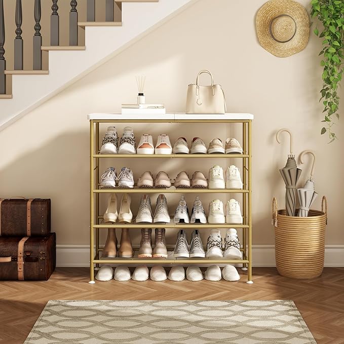 Shoe Rack Organizer 5 Tier for Closet Entryway Free Standing Metal Storage Shoe - Image 4