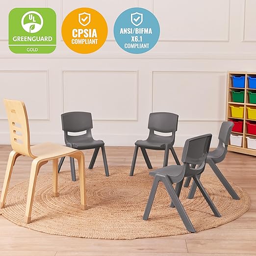 ECR4Kids 12in Plastic School Stack Chair, Classroom Furniture - Image 7