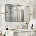 48×30 Black Bathroom Mirror, Rectangular Bathroom Vanity Mirror by FunMemories