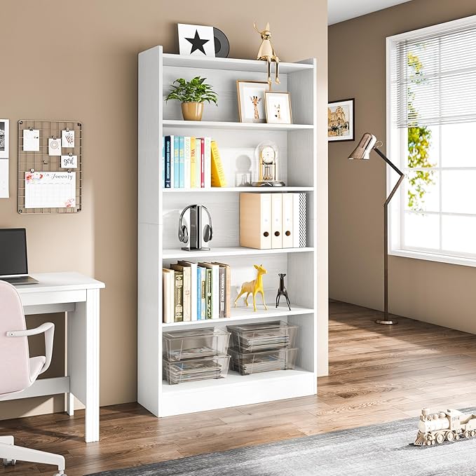 Tribesigns 72-inch Tall Bookcase, Modern 6-Tier White Library Bookshelf - Image 3